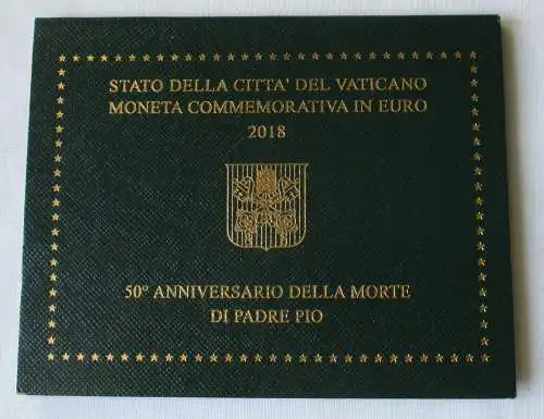 Vatikan 2 Euro 2018 50. Todestag von Padre Pio Blister/Folder Stgl.(158750)