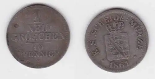 1 Neu Groschen Silber Münze Sachsen 1861 B f.ss (143083)