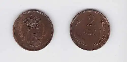 2 Öre Kupfer Münze Dänemark 1894 Delphin (133465)