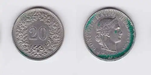 20 Rappen Kupfer Nickel Münze Schweiz 1965 B (117984)