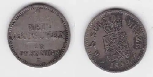 1 Neu Groschen Silber Münze Sachsen 1849 B ss (143248)