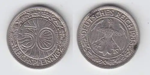 50 Pfennig Nickel Münze Weimarer Republik 1935 A (107033)