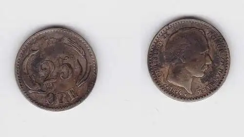 25 Öre Silber Münze Dänemark 1874 Delphin (133697)