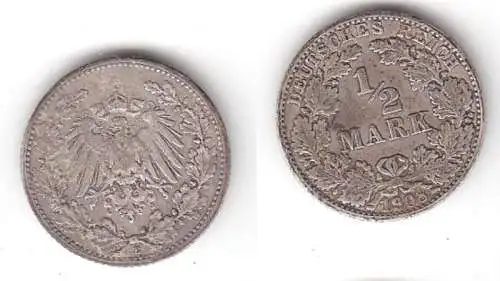 1/2 Mark Silber Münze Deutsches Reich 1908 E  (115055)