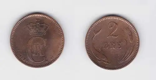 2 Öre Kupfer Münze Dänemark 1891 Delphin (131676)