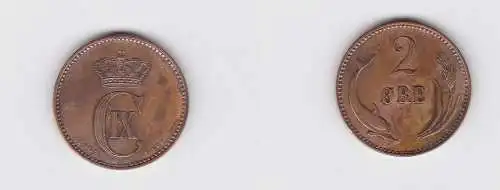 2 Öre Kupfer Münze Dänemark 1902 Delphin (133385)