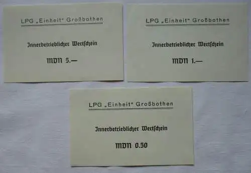 3x Banknoten Wertschein DDR LPG "Einheit" Großbothen  (143472)
