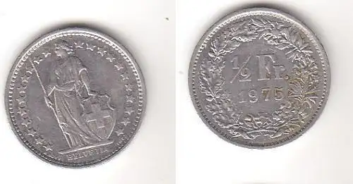 1/2 Franken Nickel Münze Schweiz 1975 (114415)