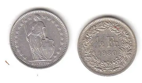 1/2 Franken Nickel Münze Schweiz 1980 (113878)
