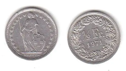 1/2 Franken Nickel Münze Schweiz 1971 (114582)