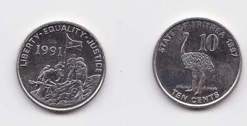 10 Cents Stahl Münze Eritrea Strauss 1997 (123324)