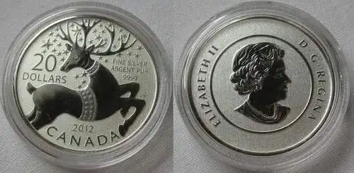 20 Dollar Silber Münze Kanada Rentier 2012 polierte Platte (143319)
