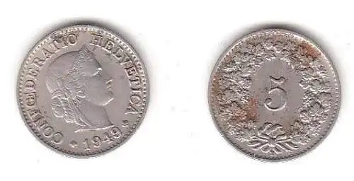 5 Rappen Nickel Münze Schweiz 1949 B (114101)