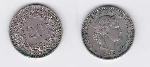 20 Rappen Kupfer Nickel Münze Schweiz 1956 B (117701)