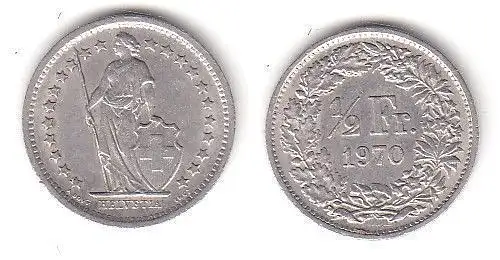 1/2 Franken Nickel Münze Schweiz 1970 (114584)