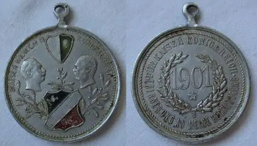 Aluminium Medaille Sachsen Erinnerung an meine Rekrutenzeit 1901 (100922)