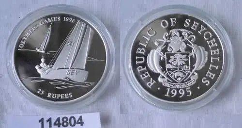 25 Rupees Silbermünze Seychellen Olympiade 1996 Atlanta Segler 1995 (114804)