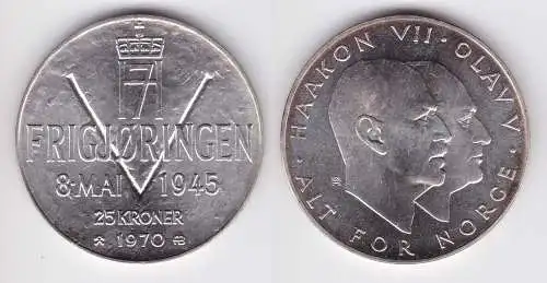 25 Kronen Silber Münze Norwegen 25. Jahrestag des Sieges der Alliierten (123277)