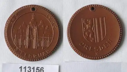 DDR Porzellan Medaille 10.Jahrestag der Bombardierung Dresden 13.2.1955 (113156)