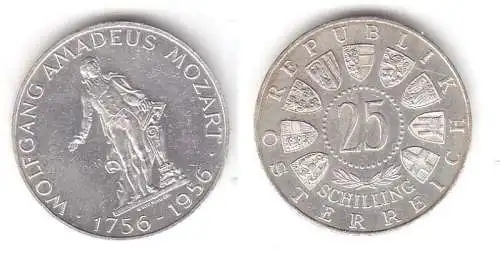 25 Schilling Silber Münze Österreich Mozart 1956 (113022)