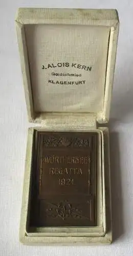 Bronze Plakette Wörthersee Regatta 1921 Wanderpreis Vierer im Etui (126041)