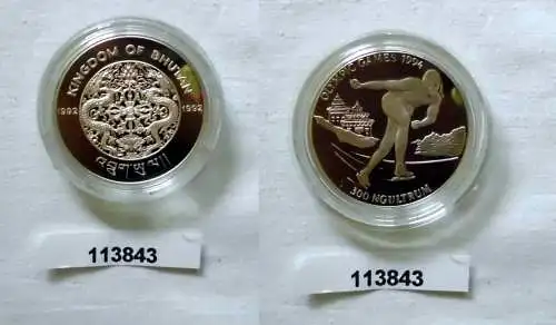 300 Ngultrum Silber Münze Bhutan Olympiade 1994 Lillehammer Eislauf 1992(113743)