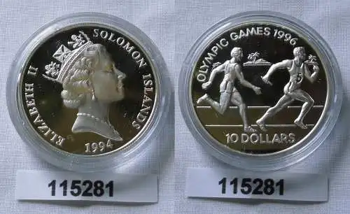 10 Dollar Silber Münze Solomon Islands Olympiade 1996 Atlanta Staffel (115281)