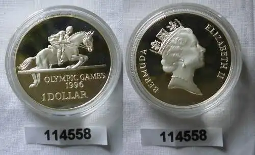 1 Dollar Silber Münze Bermuda Olympiade 1996 Atlanta Springreiter (114558)