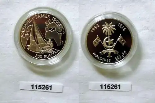 250 Rufiyaa Silber Münze Malediven Olympiade 1996 Atlanta Segeln 1993 (115261)