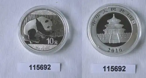 10 Yuan Silber Münze China Panda 30 Gramm Feinsilber 2016 Stgl. (115692)
