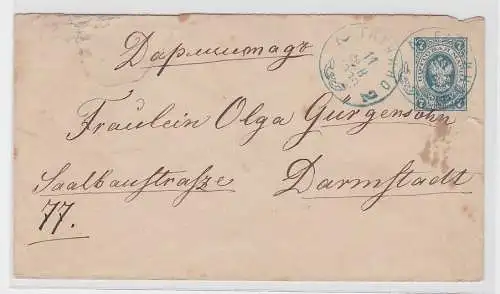 94063 seltener Ganzsachen Brief Russland nach Darmstadt 1889