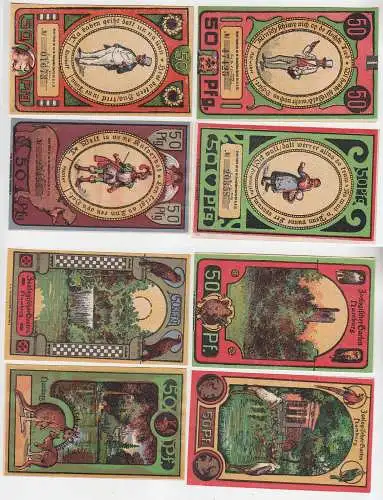 4 x 50 Pfennig Banknoten Notgeld Hamburg Zoologischer Garten 1921 (116160)