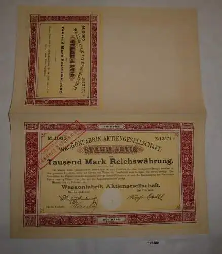 1000 Reichsmark Aktie Waggonfabrik AG Rastatt 15. Februar 1923 (128300)