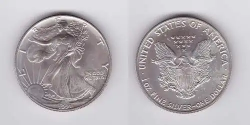 1 Dollar Silber Münze Silver Eagle USA 1991 1 Unze Feinsilber  (124262)