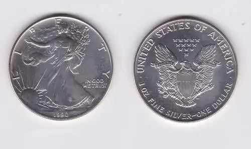 1 Dollar Silber Münze Silver Eagle USA 1990 1 Unze Feinsilber  (124314)