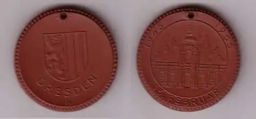 Porzellan Medaille Dresden 10. Jahrestag der Zerstörung 1945-1955 (115871)