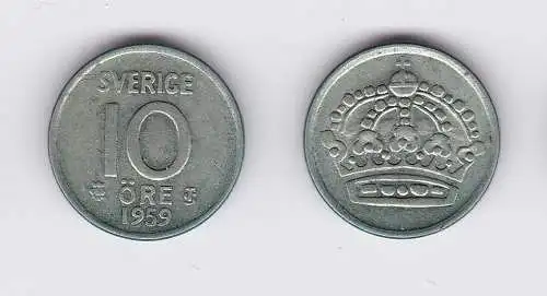 10 Öre Silber Münze Schweden 1959 (118625)