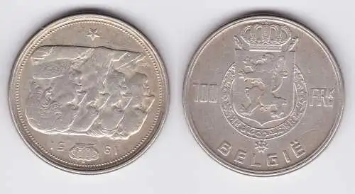 100 Franc Silber Münze Belgien 1951 (122802)