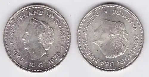 10 Gulden Silber Münze Niederlande 1945-1970 (122806)