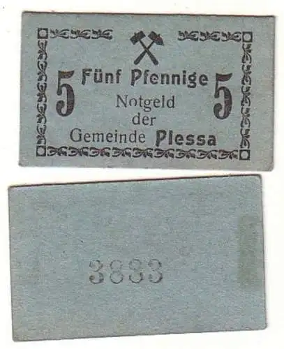 5 Pfennig Notgeld Gemeinde Plessa um 1920 (116637)