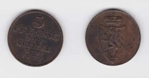 3 Pfennige Kupfer Münze Reuss ältere Linie 1832 ss/vz (130887)