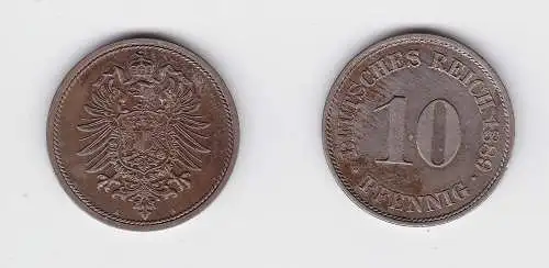 10 Pfennig Nickel Münze Deutsches Reich 1889 A, Jäger 4 vorzüglich (131663)