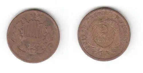 2 Cent Kupfer Münze USA 1864 (116280)