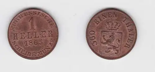 1 Heller Kupfer Münze Hessen Kassel 1865 f.prfr. (131600)