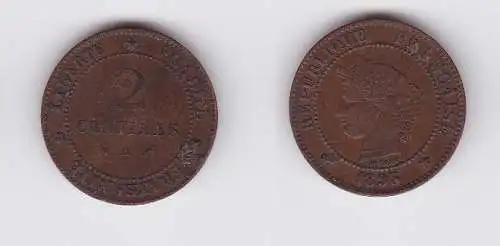 2 Centimes Kupfer Münze Frankreich 1893 A (122949)