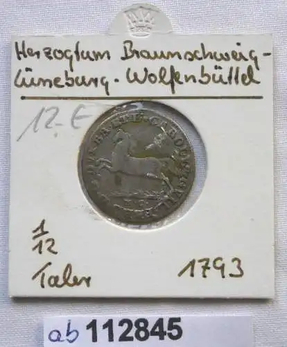 1/12 Taler Silbermünze Herzogtum Braunschweig Lüneburg Wolfenbüttel 1793(112845)