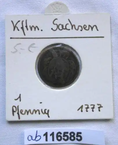 1 Pfennig Kupfer Münze Kurfürstentum Sachsen Friedrich August III 1777 C(116585)