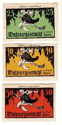 3 Banknoten 10, 25, 50 Pfennig Notgeld Leuchtenburg Kahla ohne Jahr (115085)