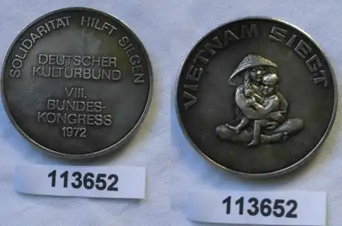 DDR Medaille "Vietnam siegt" dt. Kulturbund VII. Bundeskongress 1972 (113652)