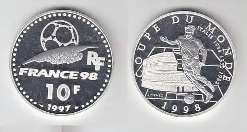 10 Franc Silber Münze Frankreich Fußball WM Frankreich 1998, 1997 (116483)